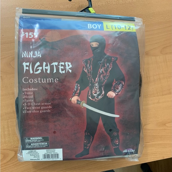 Costume Halloween ninja boys size 10-12 new condition 8 piece set Fun World - Picture 1 of 10
